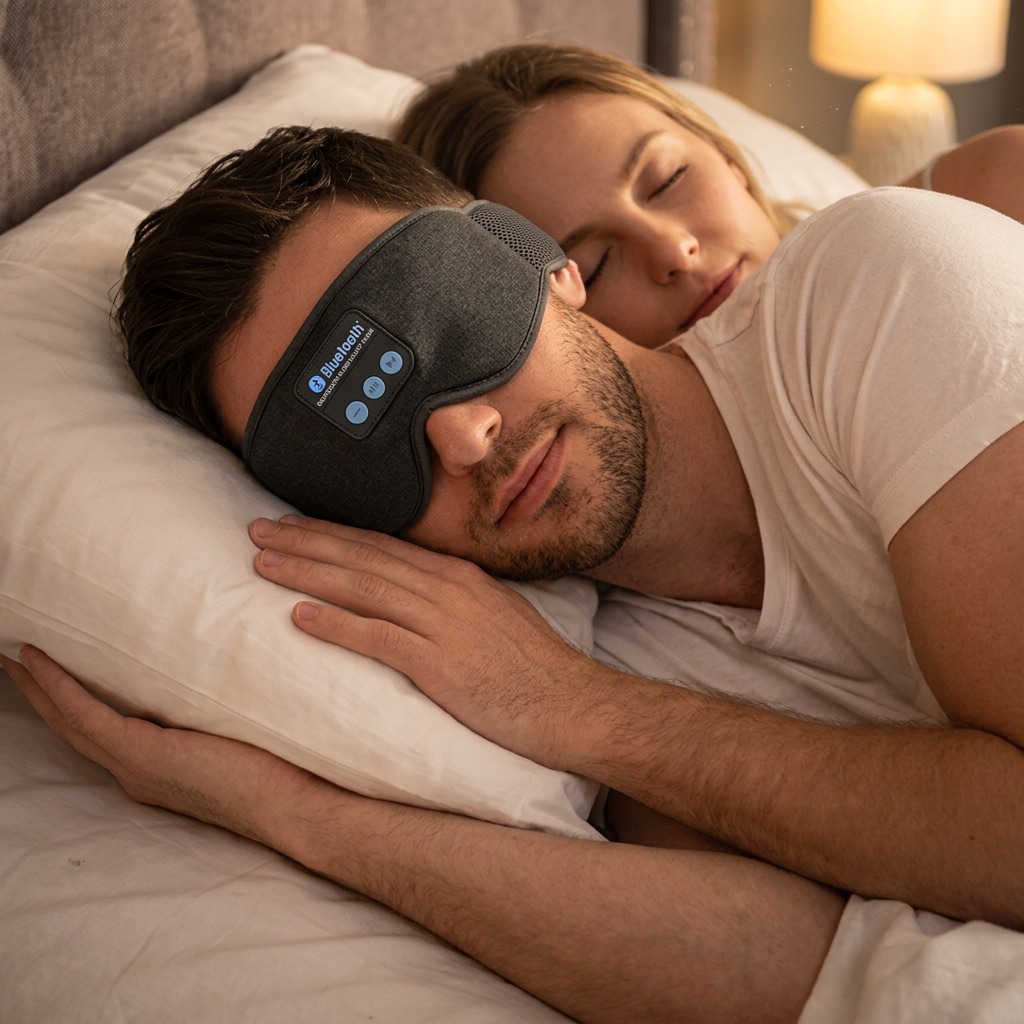 SOMNELY – Masque de Sommeil Bluetooth 3D à Mémoire de Forme avec Écouteurs Intégrés
