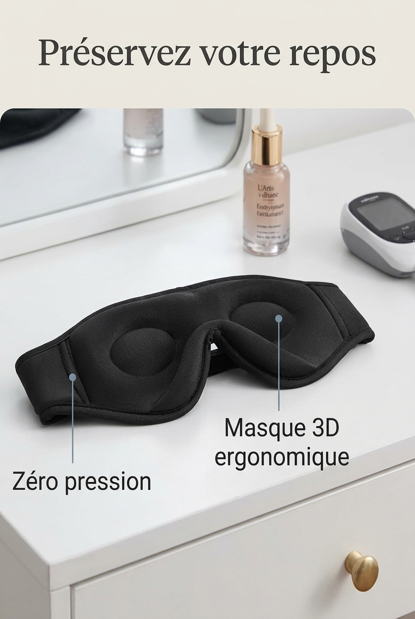 SOMNELY – Masque de Sommeil Bluetooth 3D à Mémoire de Forme avec Écouteurs Intégrés